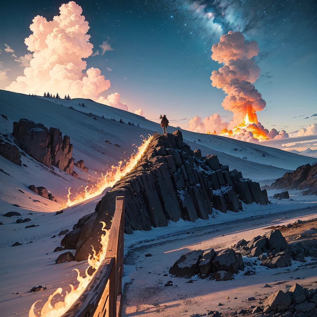 Dramatic magical sky，fire cloud，darkness，natural sky，scenery，Photorealism-AR16：9