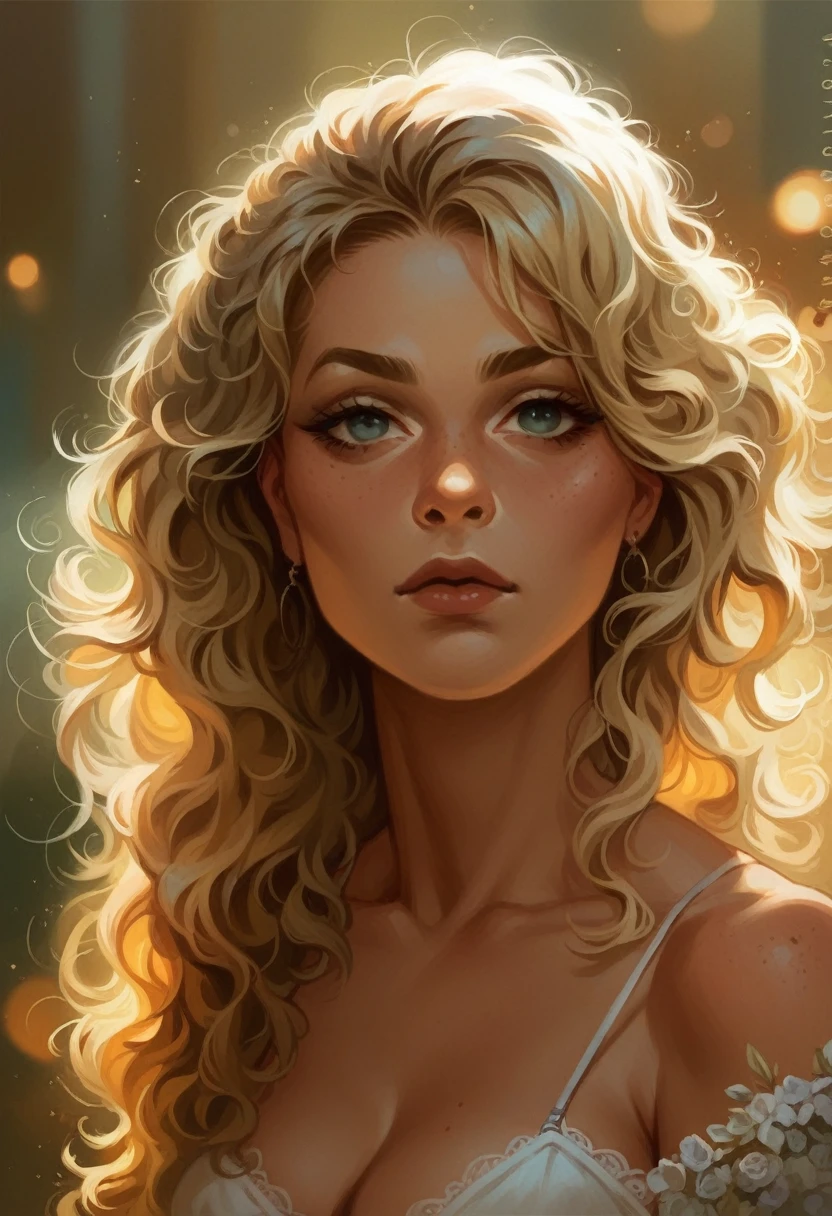 blonder woman, curled hair, mastubação 