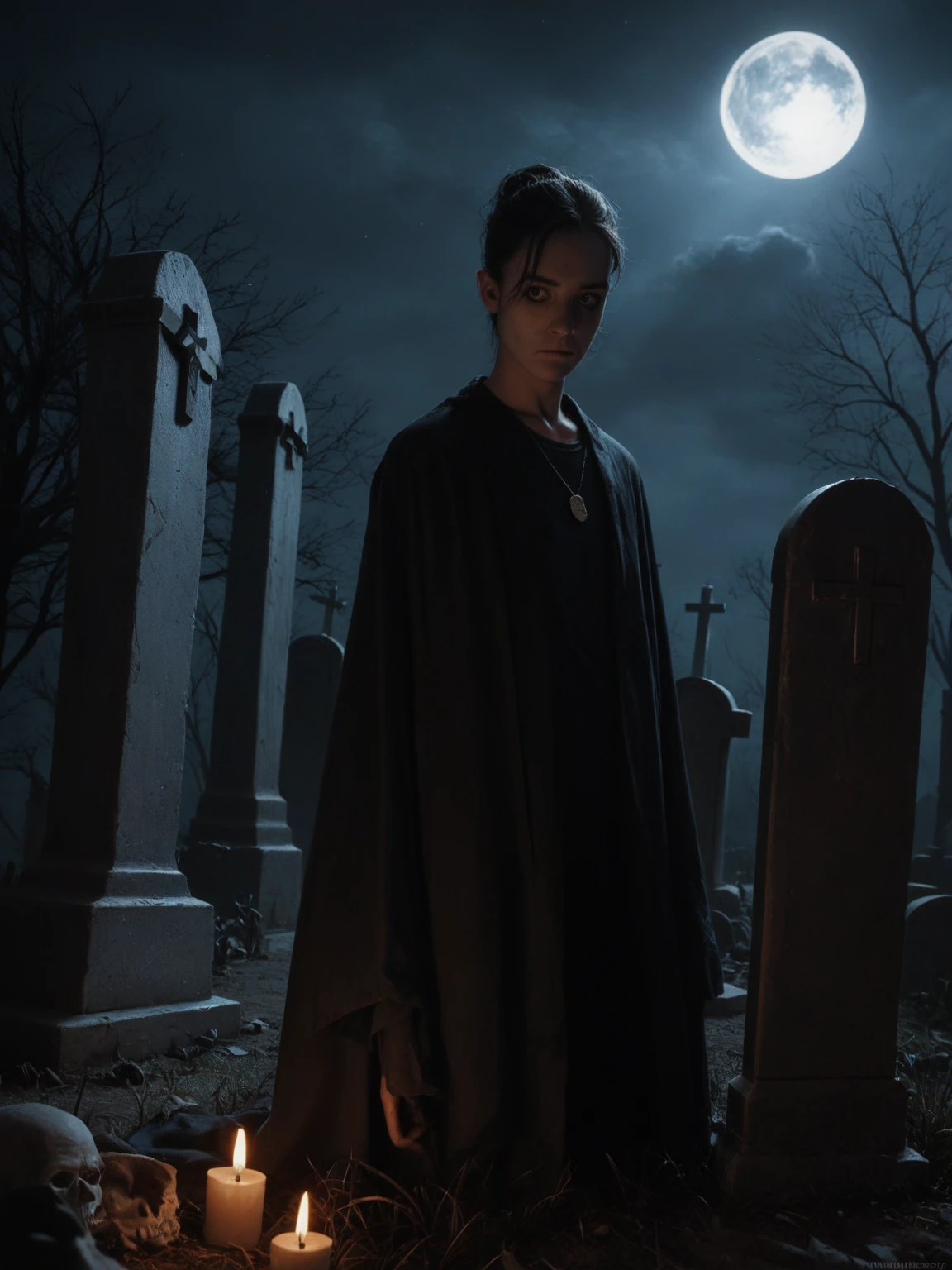 score_9, score_8_up, score_7_up, score_6_up, score_5_up, score_4_up, realistic style, photorealism, creepy demon man fucks a skinny brunette in a cemetery, gloomy atmosphere, cemetery, dark lighting, volumetric lighting, (night), tag1, tag2