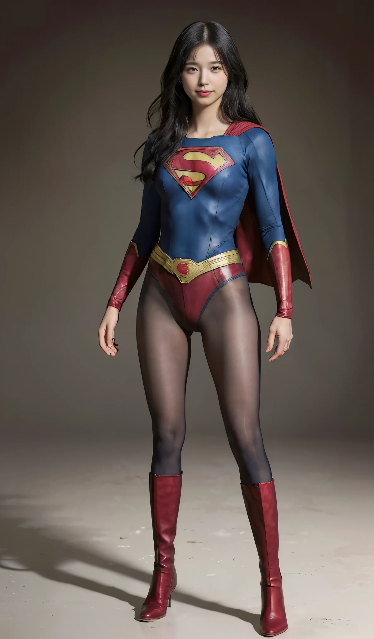 No background、(((Beautiful short haircut)))、(((Beautiful legs in black tights.)))、(((Legally express the beauty of your smile)))、((((Make the most of your original images)))、(((体にぴったりフィットするSupergirl Costume)))、(((Supergirl Costume)))、(((short and beautiful hair)))、(((suffering)))、(((Please wear black tights....、Wear red boots)))、((Best image quality、8k))、((Highest quality、8k、masterpiece:1.3))、(((Preserve background )))、Sharp focus:1.2、Beautiful woman with perfect figure:1.4、Slim Abs:1.2、Wet body:1.5、Highly detailed face and skin texture、8k
