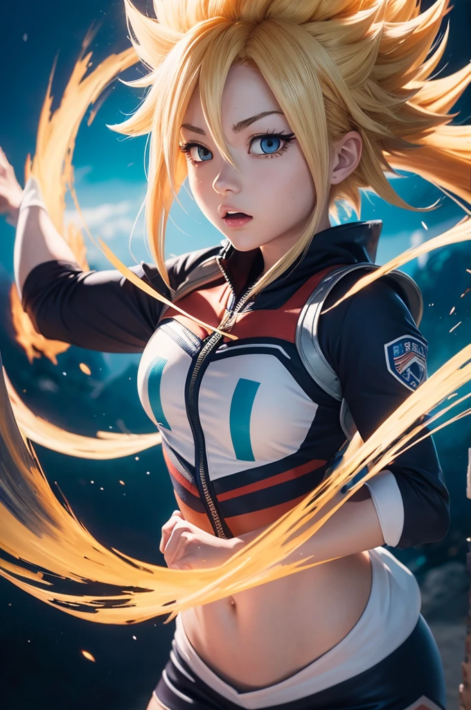 Create an image with the phrase "go even further, Plus Ultra" with characters from the anime my hero academia