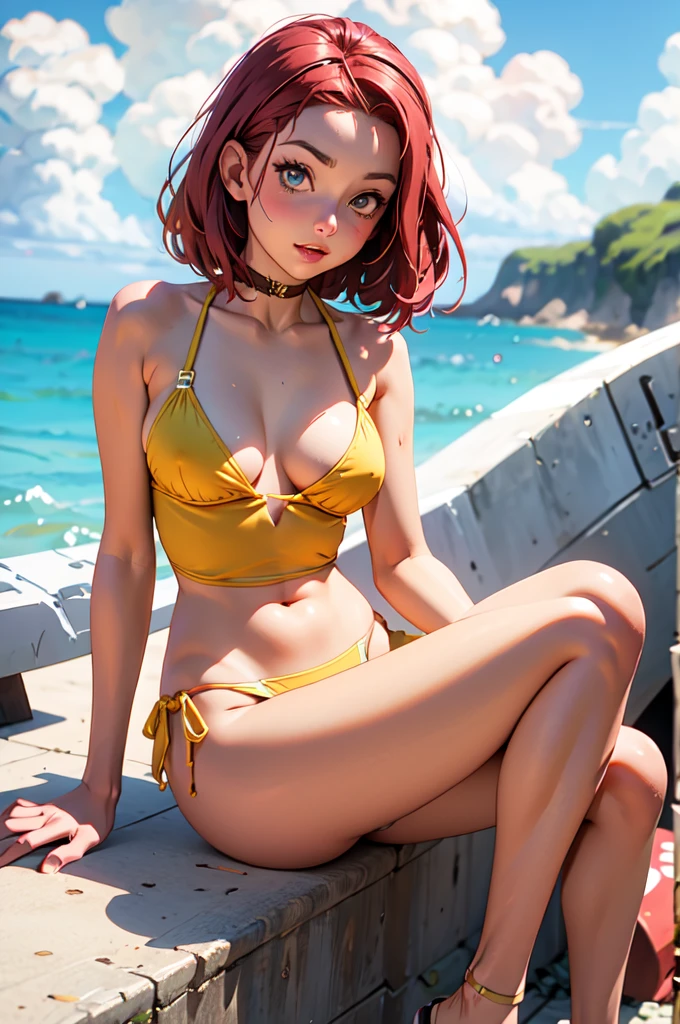in thongs and bikini