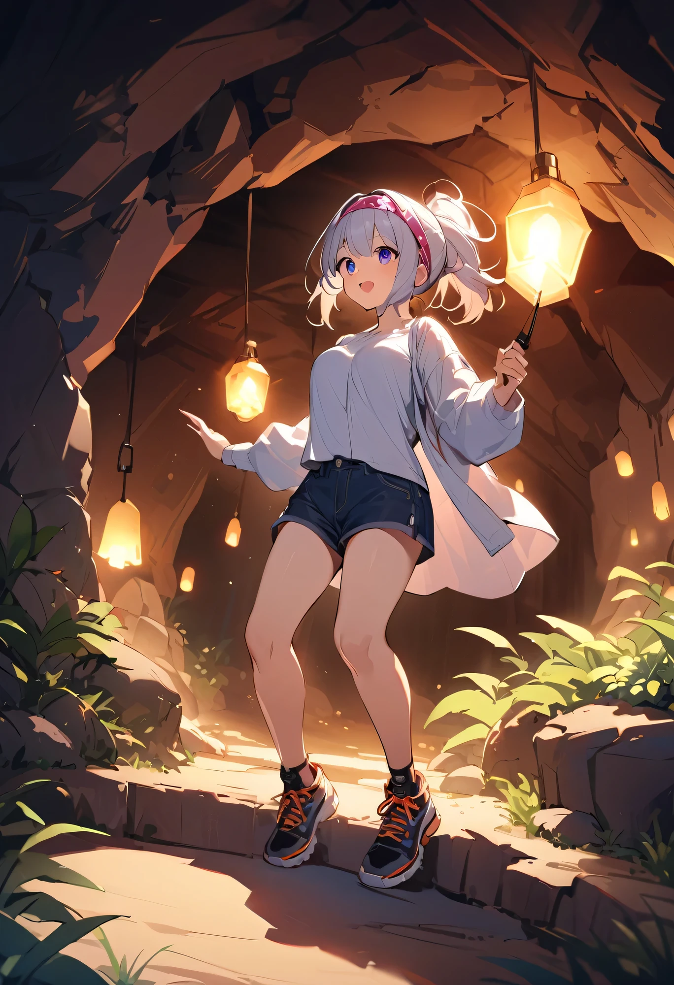 Highest quality、High resolution、Detailed Background、Beautiful face in every detail、Detailed facial expressions、Detailed eyes、Teenage beauty、Huge breasts、Light color hair、Bobcut、ponytail、Perfect body line、Enjoy in nature、Hot days of summer vacation、Visiting a limestone cave、Mysterious atmosphere of the cave、
Inside the cave, it is cool, and the stalactites illuminated by the light of a flashlight create a mysterious atmosphere.、
They run around happily and proceed deeper into the cave.、He looks up at the stalactites on the ceiling with a puzzled expression.、I cross the stream and enjoy the feel of the cave walls with my hands.、It gradually gets darker inside the cave.、Carrying a flashlight, I continue to explore deeper and deeper.、
We recommend a light jacket such as a T-shirt or polo shirt.、For bottoms, we recommend shorts or half pants.、Sneakers or trekking shoes are best、A headband that makes it easy to tie your hair up and a flashlight are useful.、Light outdoor fashion style、cute