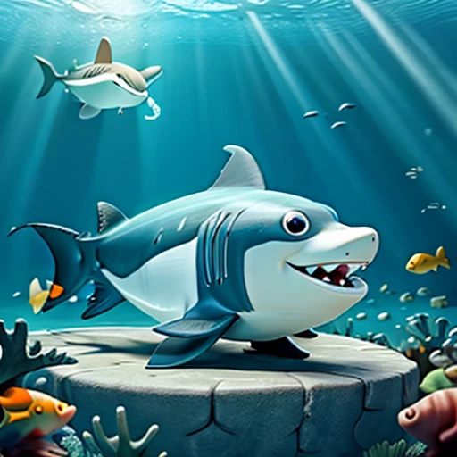 shark in the sea after fish