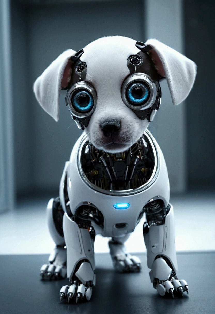 puppy, Science fiction, robotic, fear, robotic eyes