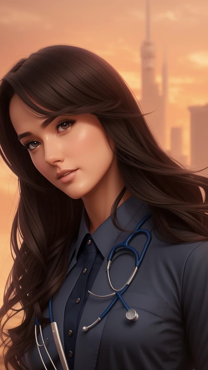 photo of a gorgeous young doctor wearing a doctors outfit in the style of stefan kostic, realistic, sharp focus, 8k high definition, insanely detailed, intricate, elegant, art by stanley lau and artgerm