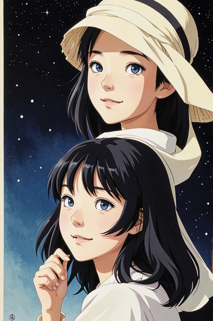 Une jeune fille noire. Studio Ghibli art