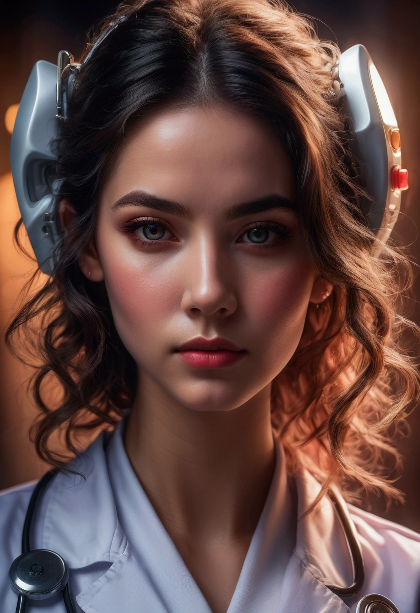 1girl, Nurse, a beautiful nurse, beautiful detailed eyes, beautiful detailed lips, extremely detailed face and portrait, longeyelashes, (4k,8k,highres:1.2), ultra-detailed, HDR, UHD, studio lighting, ultra-fine painting, sharp focus, physically-based rendering, extreme detail description, professional, vivid colors, bokeh, portrait, cinematic lighting, warm color tones, glowing skin, masterpiece, best quality, very aesthetic, absurdres
