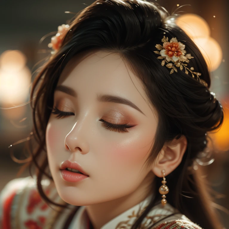 1girl,big lips, glossy lips, eyes closed, towards the viewer, best quality,masterpiece,illustration,an extremely delicate and beautiful,CG,unity,8k wallpaper,Amazing,finely detail,masterpiece,official art,extremely detailed CG unity 8k wallpaper,incredibly absurdres,huge filesize,ultra-detailed,highres,extremely detailed,beautiful detailed girl,realistic,close-up shot, close up, fish eye lens, wide lens, macro lens,