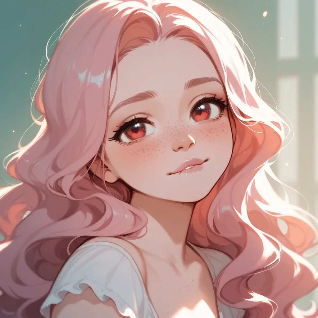 score_9,score_8_up,score_7_up,score_6_up,score_5_up,score_4_up,
1girl, pretty girl, black wavy long hair with red highlights, cute nose, red eyes. biting lip, seductive, pink lips, freckles,
 High Resolution