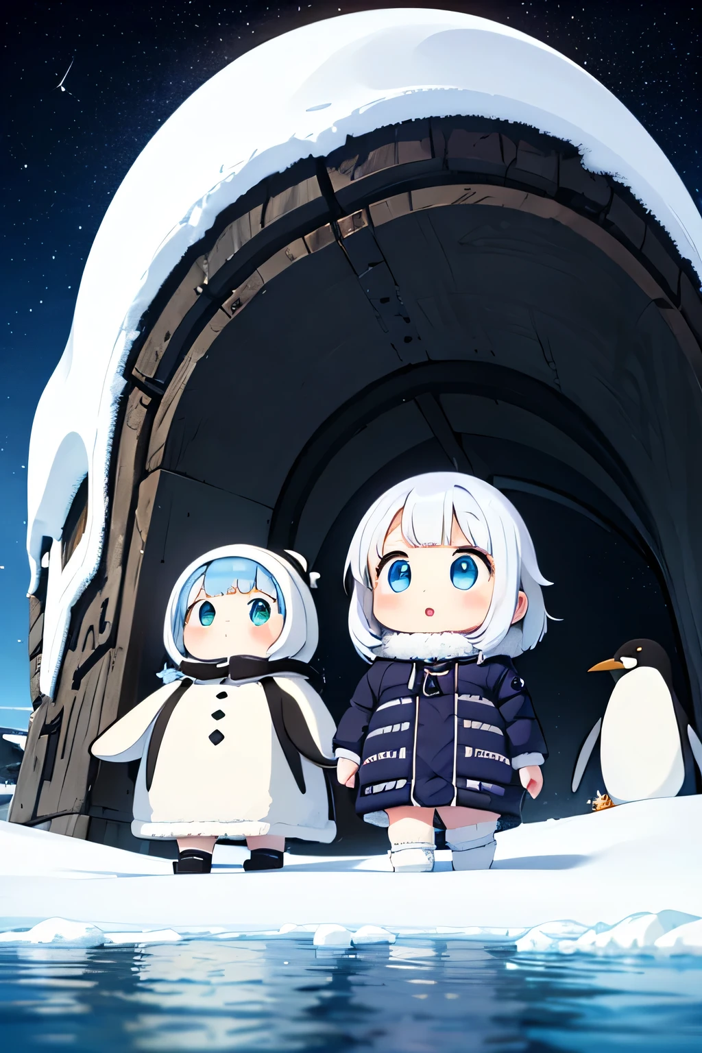 Highest quality、High resolution、Detailed Background、(Beautiful face in every detail:1.4)、Anatomically correct、(Normal number of fingers:1.2)、(Detailed eyes:1.2)、Teenage beauty、Highly detailed face、Perfect body line、Light color hair、ponytail、Bobcut、well-groomed eyebrows、cute gesture、The natural beauty of Antarctica、Enjoy in nature、The mysterious atmosphere of Antarctica、
(Two girls enjoying the nature in Antarctica:1.5)、
Small penguins wrapped in fluffy feathers look at me curiously.、I quietly approached the penguins, stretched out my hands, and enjoyed the small interactions.、Zodiac boat cruise on the ocean with giant icebergs floating、The glittering iceberg looks like a jewel box.、I'm clinging to the window and admiring the magnificent view.、
The night sky is filled with stars、There are so many stars shining like I've never seen before、While snuggling in a sleeping bag with friends and looking up at the stars「Are there aliens??」I'm talking to、
Walking on snowshoes across the white snow、They are having fun with their friends, having snowball fights and making snowmen.、
I am overwhelmed by the size of the Antarctic wilderness, but also moved by its beauty.、I find adventures with friends to be a lot of fun.、Through my experience in Antarctica, I began to think deeply about the importance of nature and global environmental issues.、The moment I stepped into the pure white world of Antarctica、The girl's eyes lit up、Every time she touched the fluffy penguins and saw the huge icebergs up close, the girl's words always『amazing!』It was full of the words、The sight of them chatting with their friends under the starry sky was like a pair of little explorers.、This experience must have been a memory that the girl will never forget.、cute