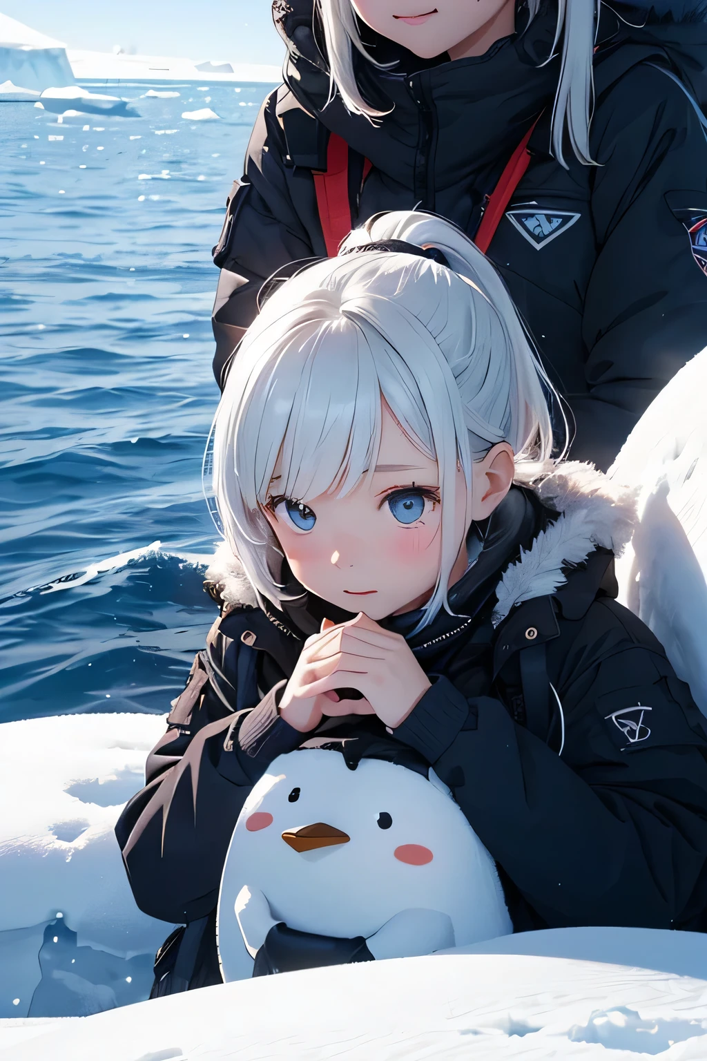 Highest quality、High resolution、Detailed Background、(Beautiful face in every detail:1.4)、Anatomically correct、(Normal number of fingers:1.2)、(Detailed eyes:1.2)、age beauty、Highly detailed face、Perfect body line、Light color hair、ponytail、Bobcut、well-groomed eyebrows、cute gesture、The natural beauty of Antarctica、Enjoy in nature、The mysterious atmosphere of Antarctica、
(Two girls enjoying the nature in Antarctica:1.5)、
Small penguins wrapped in fluffy feathers look at me curiously.、I quietly approached the penguins, stretched out my hands, and enjoyed the small interactions.、Zodiac boat cruise on the ocean with giant icebergs floating、The glittering iceberg looks like a jewel box.、I'm clinging to the window and admiring the magnificent view.、
The night sky is filled with stars、There are so many stars shining like I've never seen before、While snuggling in a sleeping bag with friends and looking up at the stars「Are there aliens??」I'm talking to、
Walking on snowshoes across the white snow、They are having fun with their friends, having snowball fights and making snowmen.、
I am overwhelmed by the size of the Antarctic wilderness, but also moved by its beauty.、I find adventures with friends to be a lot of fun.、Through my experience in Antarctica, I began to think deeply about the importance of nature and global environmental issues.、The moment I stepped into the pure white world of Antarctica、The girl's eyes lit up、Every time she touched the fluffy penguins and saw the huge icebergs up close, the girl's words always『amazing!』It was full of the words、The sight of them chatting with their friends under the starry sky was like a pair of little explorers.、This experience must have been a memory that the girl will never forget.、cute