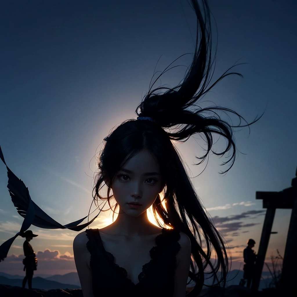 ((best quality)), black wallpaper, Mystic characters, woman silhouette