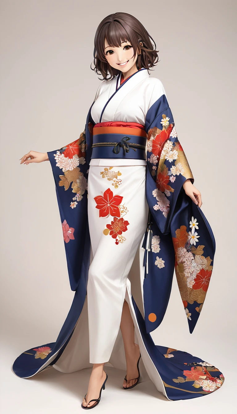 master piece , best quality , (matured female) , (wariza) , smile , japanese , full body