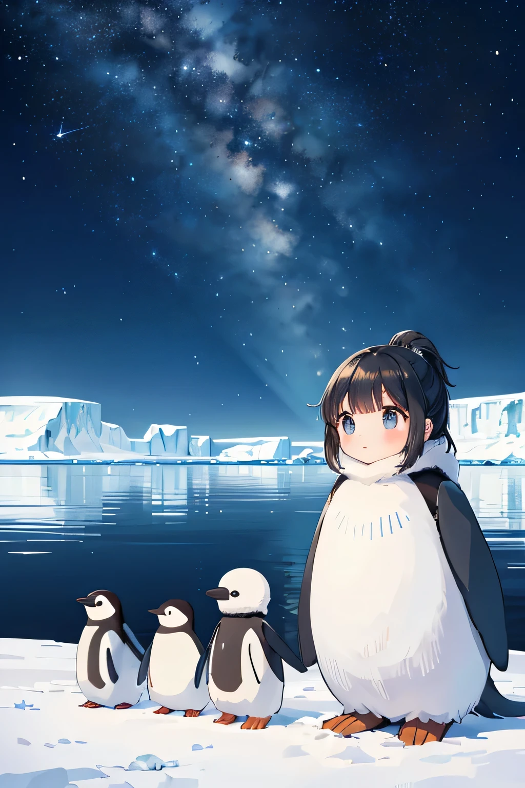 Highest quality、High resolution、Detailed Background、(Beautiful face in every detail:1.4)、Anatomically correct、(Normal number of fingers:1.2)、(Detailed eyes:1.2)、Teenage beauty、Highly detailed face、Perfect body line、Light color hair、ponytail、Bobcut、well-groomed eyebrows、cute gesture、The natural beauty of Antarctica、Enjoy in nature、The mysterious atmosphere of Antarctica、
(Two girls enjoying the nature in Antarctica:1.5)、
Small penguins wrapped in fluffy feathers look at me curiously.、I quietly approached the penguins, stretched out my hands, and enjoyed the small interactions.、Zodiac boat cruise on the ocean with giant icebergs floating、The glittering iceberg looks like a jewel box.、I'm clinging to the window and admiring the magnificent view.、
The night sky is filled with stars、There are so many stars shining like I've never seen before、While snuggling in a sleeping bag with friends and looking up at the stars「Are there aliens??」I'm talking to、
Walking on snowshoes across the white snow、They are having fun with their friends, having snowball fights and making snowmen.、
I am overwhelmed by the size of the Antarctic wilderness, but also moved by its beauty.、I find adventures with friends to be a lot of fun.、Through my experience in Antarctica, I began to think deeply about the importance of nature and global environmental issues.、The moment I stepped into the pure white world of Antarctica、The girl's eyes lit up、Every time she touched the fluffy penguins and saw the huge icebergs up close, the girl's words always『amazing!』It was full of the words、The sight of them chatting with their friends under the starry sky was like a pair of little explorers.、This experience must have been a memory that the girl will never forget.、cute