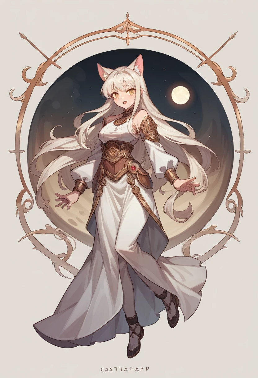 anime character with cat and catnip and catnip, full commission for, suitable for the whole body, moon themed outfit, clothing design, acceptable character, detailed full body concept, !!full length portrait!!, full body illustration, full body detail, full body character design, [ character design ], detailed full body, clear clothing design, full body concept