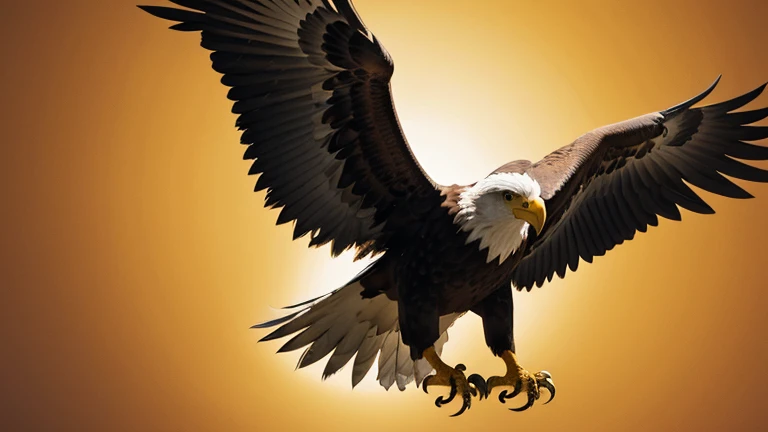 Confident eagle golden background