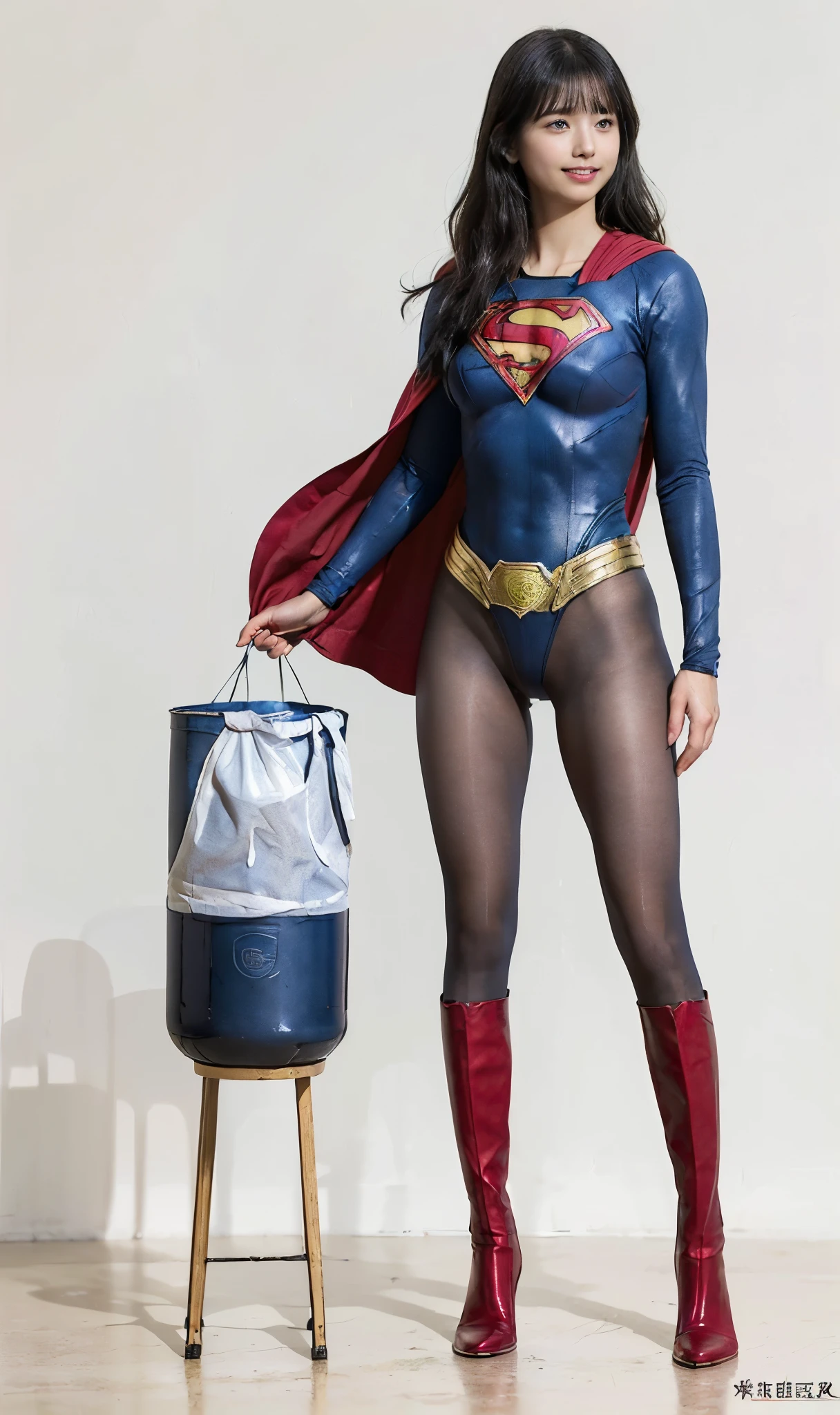 No background、(((Beautiful short haircut)))、(((Beautiful legs in black tights.)))、(((Legally express the beauty of your smile)))、((((Make the most of your original images)))、(((体にぴったりフィットするSupergirl Costume)))、(((Supergirl Costume)))、(((short and beautiful hair)))、(((suffering)))、(((Please wear black tights....、Wear red boots)))、((Best image quality、8k))、((Highest quality、8k、masterpiece:1.3))、(((Preserve background )))、Sharp focus:1.2、Beautiful woman with perfect figure:1.4、Slim Abs:1.2、Wet body:1.5、Highly detailed face and skin texture、8k