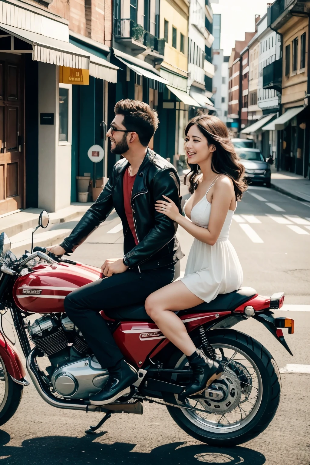 Video of a couple on a motorbike with a suitcase of money 