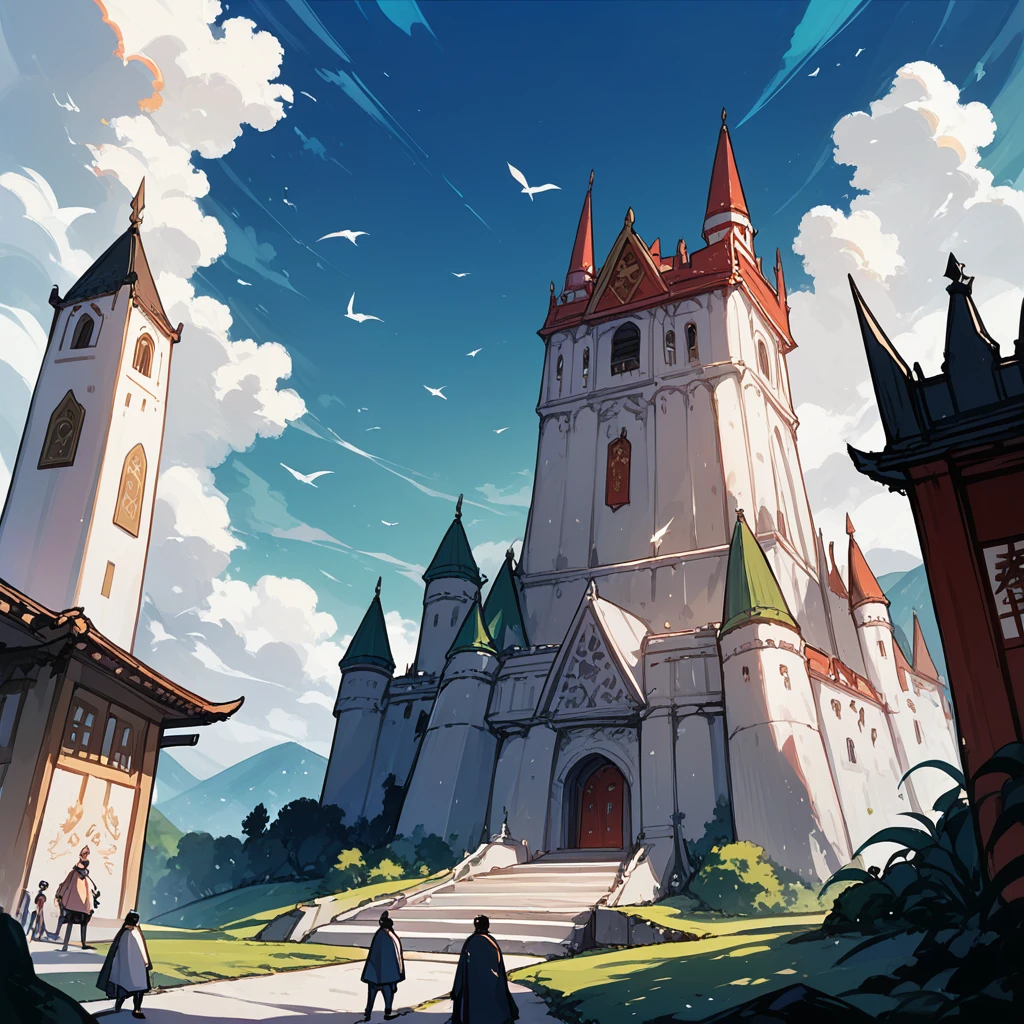 top quality, best quality, High-quality illustrations, masterpiece, super high resolution, detailed background, japanese castle, samurais, boys, girls, absurdres(highly detailed beautiful face and eyes)perfect anatomy, expression, good lighting, cinematic shadow(kemono, furry anthro)assorted poses, rough sketch, manga,