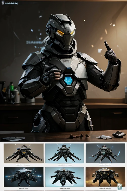 A golden and gray humanoid robot walking, researching the soil with an LED light that touches the ground, carrying out analyzes and collecting samples of soil components , not just with snow, in the background frozen mountains (( there is no vegetation and there are no trees on this planet)).View outside the ship.((Somente homens com armadura robores completa nas imagens ))), The robot uses laser fire at the viewer, A robot has the palm of its hand showing the viewer, setting frozen planet blizzard, reference sheet, matching outfit, (fantasy character design, front angles, side angles, rear angles) Traduzir textos com a câmera （（masterpiece））, （(（best quality）））,（CharacterDesignSheet, Same paper, facade, side face, back), concept art, character concept art, character sketches, cheat sheet, design table roles, （simple background ，white background: 1.3), gesturing with hands towards the viewer, communicating with hands,🤗(view from the coast of photography),Snthwve Nvinkpunk Style Snthwve Nvinkpunk Style full body full body photograph image full body, （（tmasterpiece）），（（（best qualtiy））），（CharacterDesignSheet，Same role，frontage，Side face，on back），concept-art, character concept art, character sketches, cheat sheet ，Paper table，(simple background，white background： 1.3), gesturing with his hands towards the viewer, communicating with his hands,