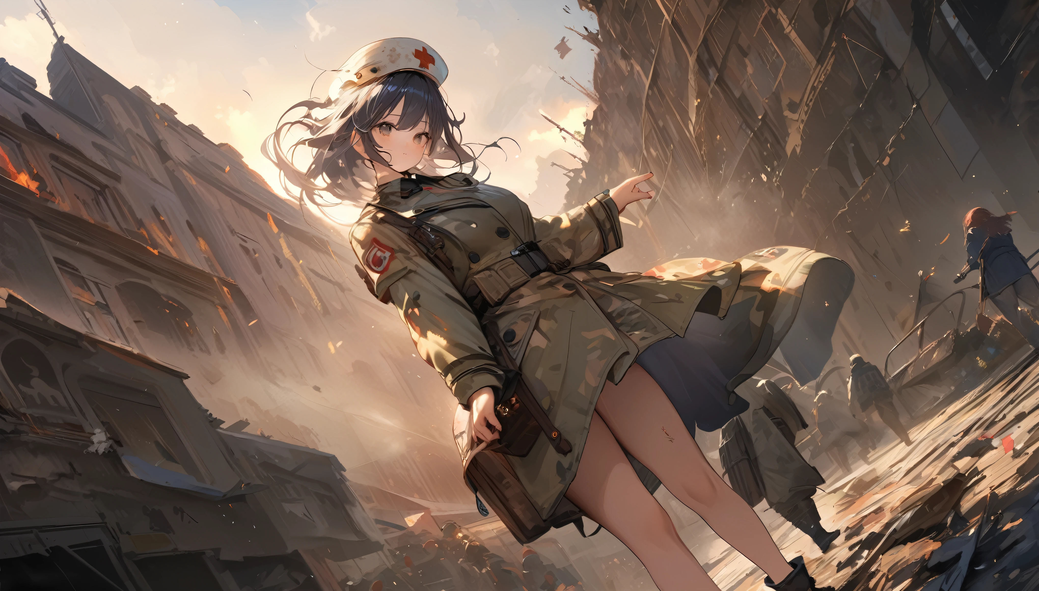 
quality\(masterpiece, best quality,8k,wallpaper of extremely detailed CG unit,hight resolution,top-quality,top-quality real texture skin,hyper realisitic,increase the resolution,RAW photos,best qualtiy,highly detailed,the wallpaper\), BREAK ,2girl\(20 years old,field nurse,military nurse,army nurse,beautiful,big eyes,luscious body,american,long hair,facemask, military camouflage suite, military caouflage helmet, backpack,medical treating soldier\(injured,bloody,\)\), BREAK ,background\(battle field, get shot\(bullets\),,bombing\(explosion\)\),(dynamic angle:1.8),dynamic pose,long shot,landscape,