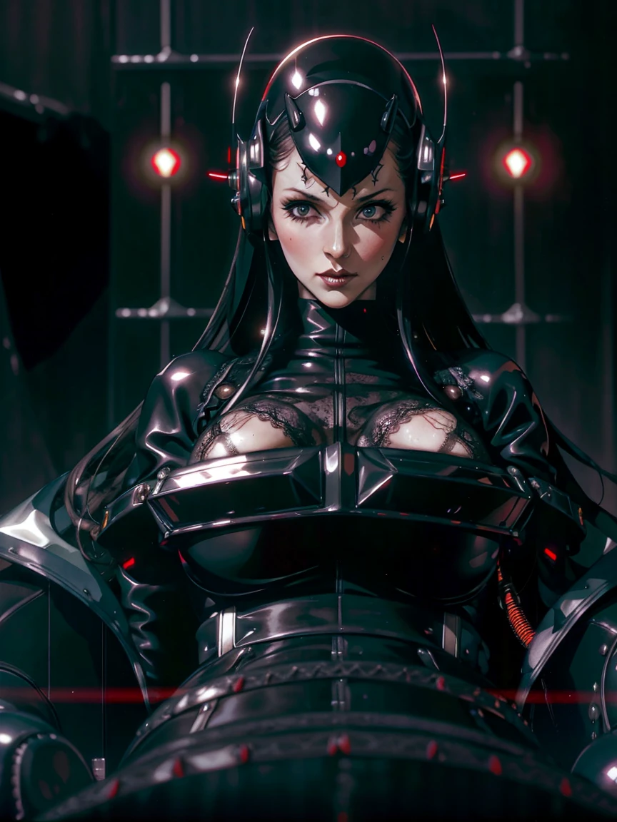 (((gothic vampire piloting) in gothic spacecraft)), (((retro anime))), ((from below)), ((120 fov)), ((((gothic)) control panels)), (((mature))), (((gothic))), (iridescent) bodysuit, ((((lace accessories)))), ((pilot seat)), ((((lying back)) pose)), (((elegant))), (((serious tone))), ((cockpit top control panel)), intricate control panel details, close-up, 1990s (style), masterpiece, ((claustrophobic)), best quality, screens, ((pilot helmet)), night, ((low key light)), (colorful cockpit lights), sparkles, (dramatic lighting), sweat, [blushing], [[pointy ears]], ((dark background))