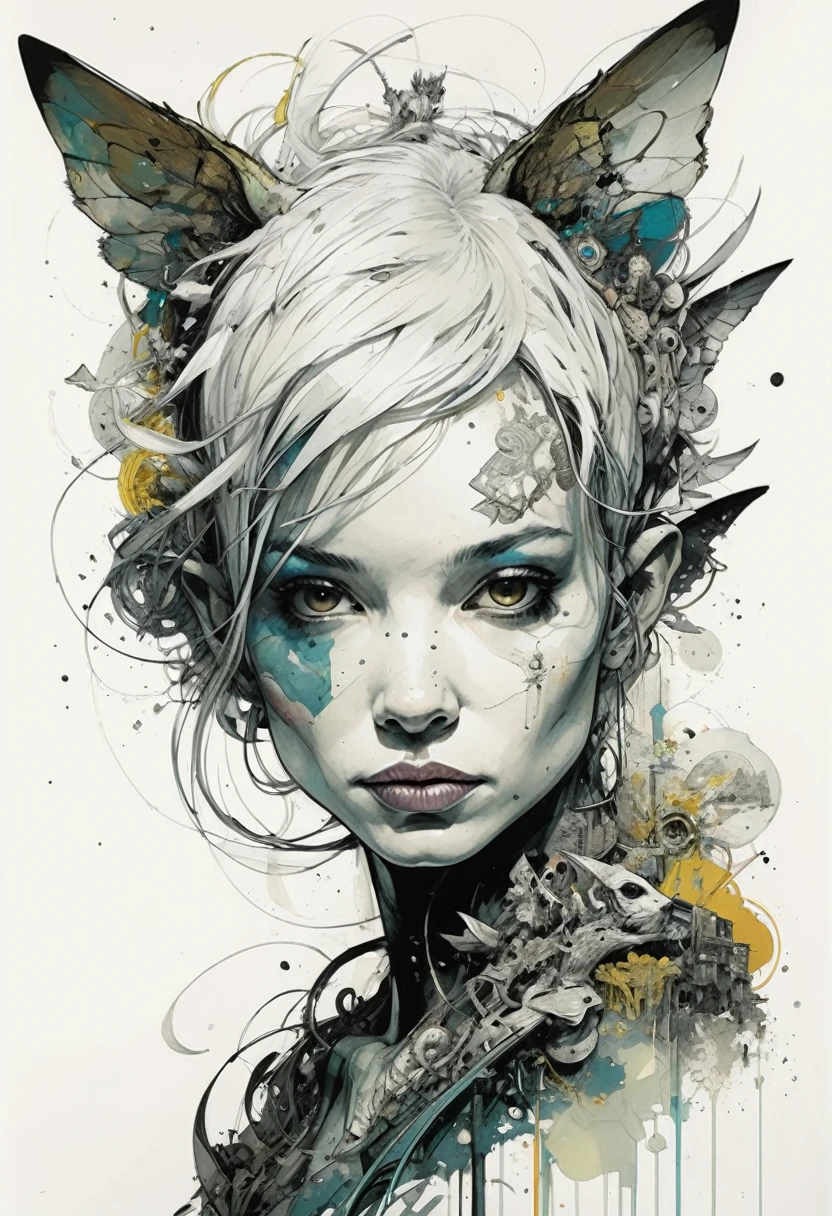 Poster,Jim Mahfood,ellen jewett, Super detailed, High Contrast,masterpiece, White Background