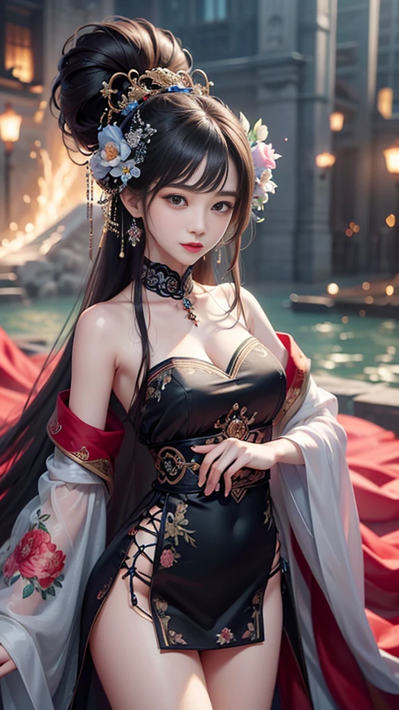 there is a woman sitting on the beach with a clock, queen of the sea mu yanling, beautiful digital artwork, 4k highly detailed digital art, a beautiful fantasy empress, 8k high quality detailed art, fantasy beautiful, by Yang J, beautiful gorgeous digital art, guweiz, artwork in the style of guweiz, beautiful fantasy art, chinese fantasy