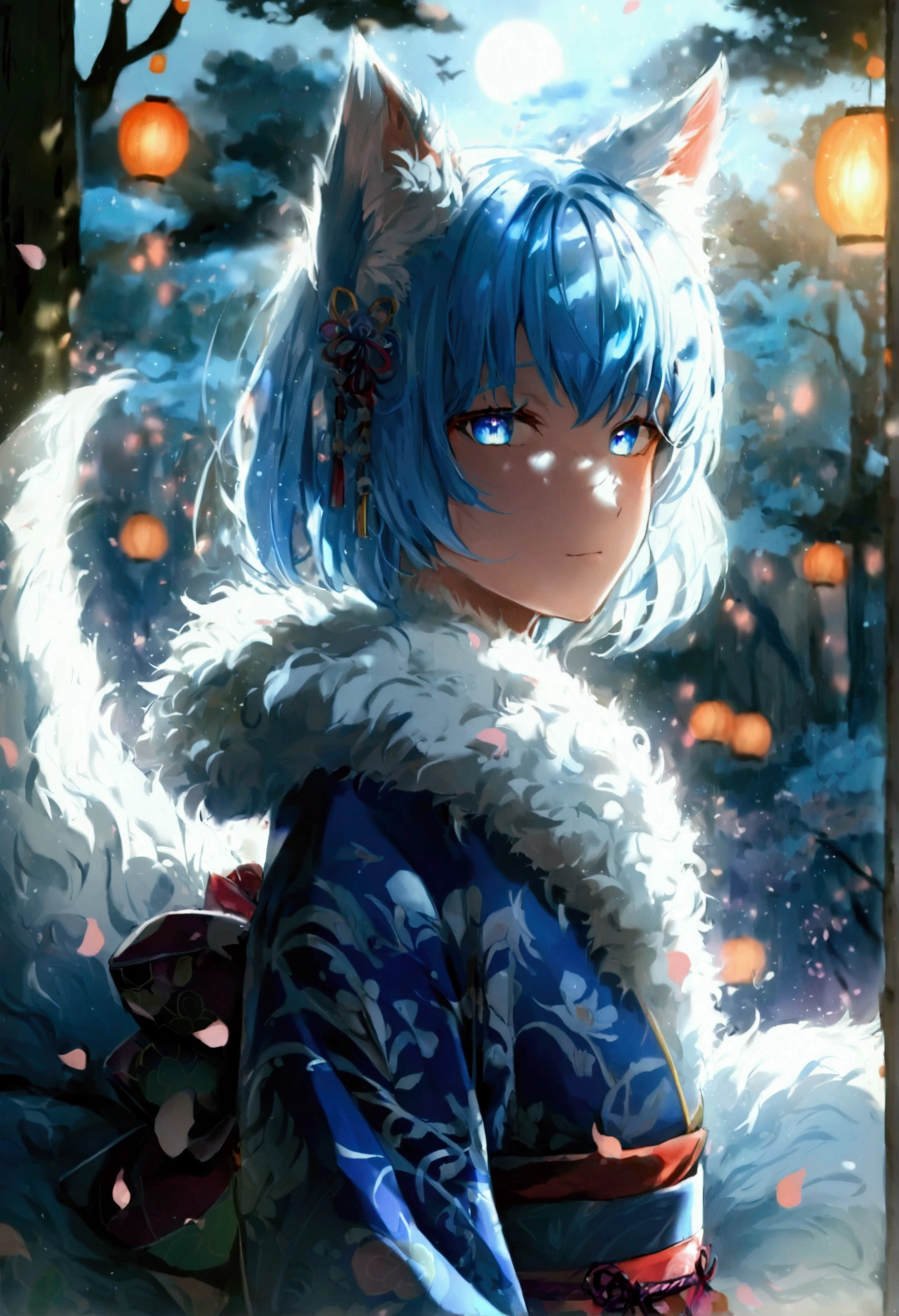 fox Light blue hair beast girl indigo fur fox beast girl fox Light blue hair beast girl indigo fur fox beast girl Wallpaper 4k,8k,highly detailled,,vivid colors,detailed kitsune with 9 tails,traditional Japanese artwork,tatami floor,beautiful cherry blossoms,floating lanterns,dark silhouette of a pagoda,subtle moonlight,dense forest,ethereal atmosphere,dappled sunlight,whimsical spirit,serene expression,elaborate kimono and obi,delicate hand-painted details,luminous eyes Anime Style fox blue White-faced golden-haired nine-tailed fox Coat blue boy fox Light blue hair beast girl indigo fur fox beast girl Anime Style fox blue White-faced golden-haired nine-tailed fox Coat blue boy boy mysterious background Blue Flame girl have a ball of light fox Light blue hair beast girl indigo fur fox beast girl mysterious background Blue Flame girl have a ball of light Anime Style fox blue White-faced golden-haired nine-tailed fox Coat blue boy boy mysterious background Blue Flame girl have a ball of light gender change