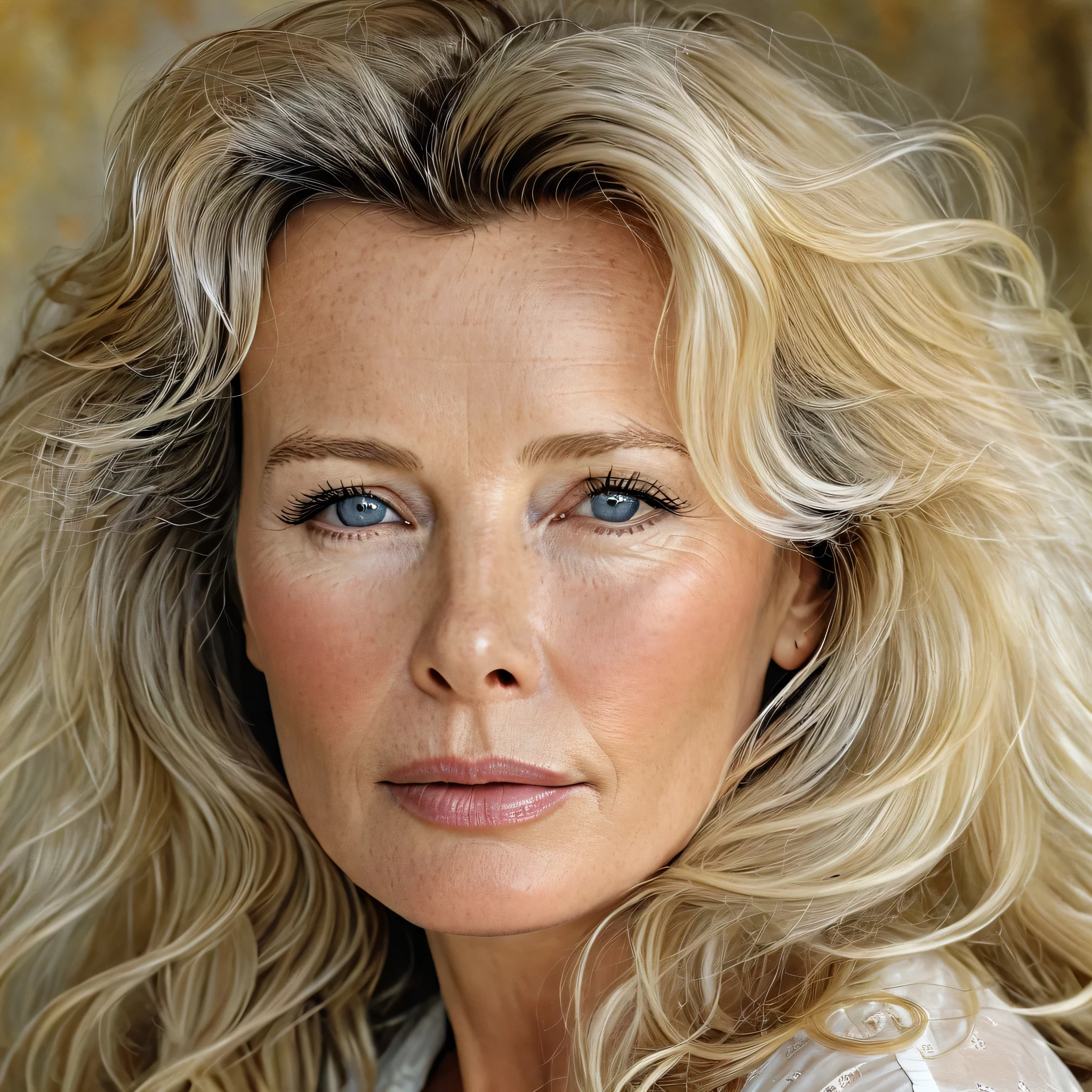 old beautiful woman, portraite, hyper realist, Old Kim Basinger