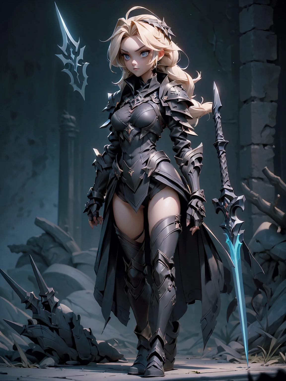 (((masterpiece, best quality, high detailed, 8k))) Design a layout showcase Gaming character, (1girl). Black dragon armor, extremely detailed, stylish and unique. ((showcase weapon:1.4)), shield and sword, with a black fire aura. (masterpiece:1.2), (best quality), 4k, ultra-detailed. (Step by step design, layout art:1.5), (luminous lighting, atmospheric lighting). dragon warrior, ((glove full hands)), (((revealing clothes:1.3))), vambraces, armored legwear, (((full_body_shot:1.4))). {In a fiery battlefield}