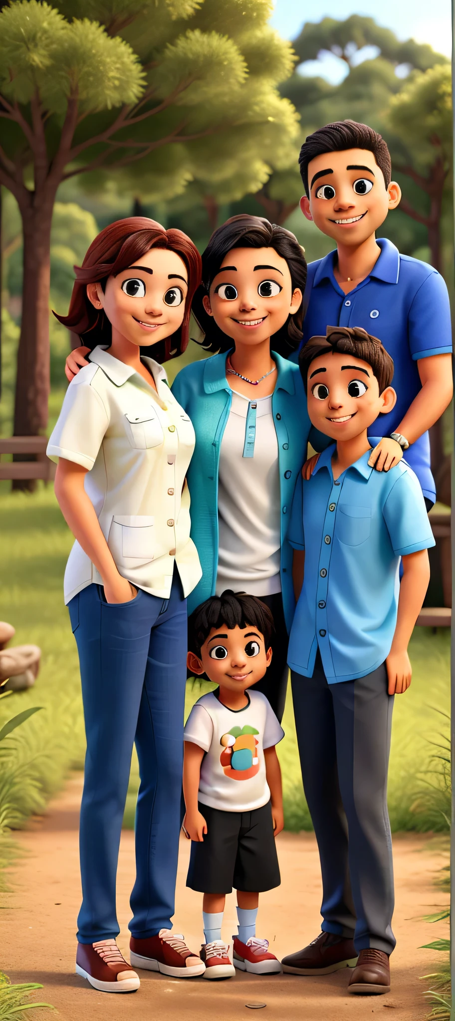 A happy family, com a natureza de fundo