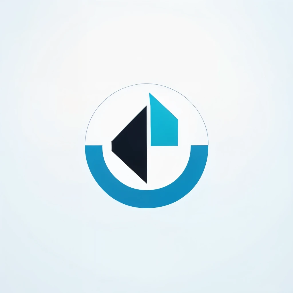 Completely symmetrical technology company logo, Rounded edges, Use only black and light blue, simple design, White background