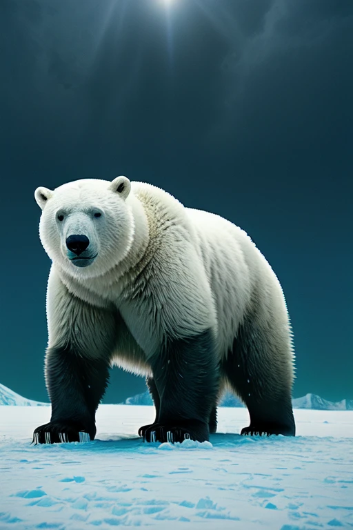 (((There is a group of forty-nine polar bears in this image, just white fur, furious, Sauvage, aggressive, extinto  Sauvage ))) 49 Polar bear stands looking at the sky Medium muscular, frozen planet setting, snowstorm , zoomed in on crotch, , chunie, darkgem, martepiece, dynamic photography.masterpiece, dynamic photography, Film image, cena de batalha.