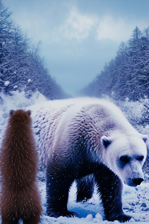 (((There is a group of forty-nine polar bears in this image, just white fur, furious, Sauvage, aggressive, extinto  Sauvage ))) 49 Polar bear stands looking at the sky Medium muscular, frozen planet setting, snowstorm , zoomed in on crotch, , chunie, darkgem, martepiece, dynamic photography.masterpiece, dynamic photography, Film image, cena de batalha.