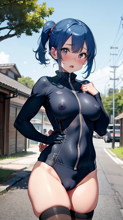 mastute piece,Best Quality,insanely detailed,8k cg,nsfw,
(shoot upper body:1.3),
(1girls:1.3),standing,looking at viewr,body in front,both arms behind back,(cycling-suit:1.3),(bare breasts:1.2),(bare nipples:1.2),
break,
blush,shy,(ecstasy face),(trembling:1.2),break,(blue hair:1.3),
break,
perfect breasts,perfect teats,(open mouth:0.9),(large breasts:1.2),
(cycling-road),