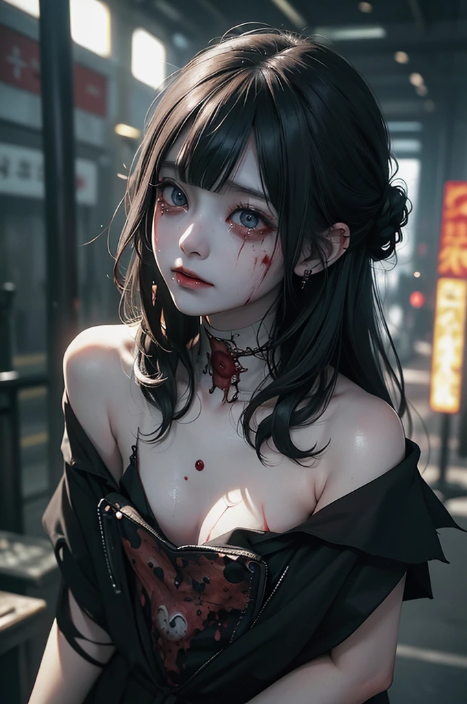 Highest quality, masterpiece, look up, cute,(Horror),(((Beautiful zombie girl))),Dead,Trying to bite,(((Bleeding,Injured))),(((Shedding tears of blood))),((口からBleeding)),((Covered in blood)),((Bitten all over the body)),((Sexy)),(sexy),((Small breasts)),Baby Face,(Middle school students),((Masturbation)),(((Blowjob))),(((Sex,sexual behavior))),Beautiful Style,Lower body exposed,((Pale skin)),Sensual look,Embarrassed,Sexy表情,Expressions of delight,(Dark atmosphere),(Dark atmosphere,fear),((Dim lighting))