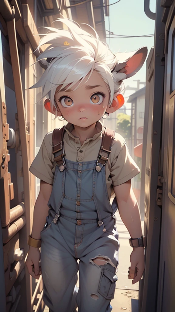 1,(1boy:1.5),8-year-old:1.5,teenager,femboy,Libido boy,Female physiognomy,
little boy,(((little boy,boy,???,??? only,,1boy,male gender))),(((kangaroo boy:1.5,anthro furry cute,kangaroo-boy))),(((kangaroo ears:1.5,kangaroo ears on head:1.5,big kangaroo ears))),
(white hair:1.5,cute white hair),(((white_eyes:1.3))),intricate eyes,beautiful detailed eyes,symmetrical eyes,big eyes:1.5,child's chest,((??? body,a little chubby,good anatomy,accurate body proportions,detailed shota body for young boy:1.3,))),
happy,(nsfw),cute,
((wearing tattered worn-out stained military overalls)), ((his only clothing is overalls)), grunge, oily, sweaty, dirty, ripped)),show skin,(tiny bulge on panties),
(dynamic pose:1.0),embarrassed,(centered,scale to fit dimensions,Rule of thirds),
((steampunk,industrial revolution)),scenery:1.25,((intricate scenery)),((steampunk, background)),
(Glossy winter ornaments),highres,sharp focus,(ultra detailed,extremely detailed),(photorealistic artwork:1.37),(extremely detailed CG unity 8k wallpaper),(((vibrant colors,vibrant theme))),(intricate),(masterpiece),(best quality),artistic photography,(photography taken by sldr),(intricate background),perfect rendered face,perfect face details,realistic face,photo realistic,((intricate detail)),(((realism))),