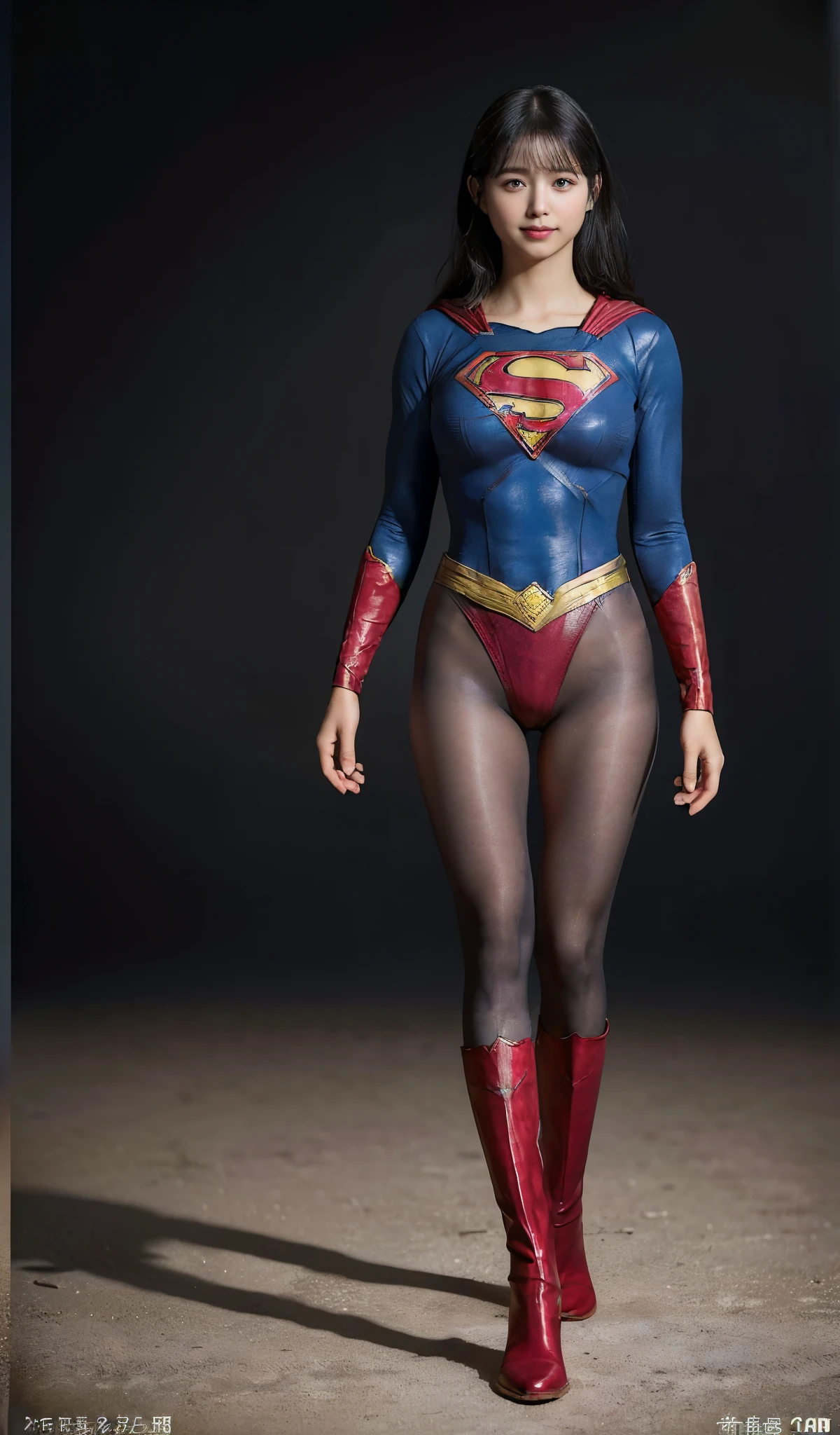 No background、(((Beautiful short haircut)))、(((Beautiful legs in black tights.)))、(((Legally express the beauty of your smile)))、((((Make the most of your original images)))、(((体にぴったりフィットするSupergirl Costume)))、(((Supergirl Costume)))、(((short and beautiful hair)))、(((suffering)))、(((Please wear black tights....、Wear red boots)))、((Best image quality、8k))、((Highest quality、8k、masterpiece:1.3))、(((Preserve background )))、Sharp focus:1.2、Beautiful woman with perfect figure:1.4、Slim Abs:1.2、Wet body:1.5、Highly detailed face and skin texture、8k