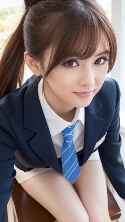 (Photoreal:1.4, 8k),((high Ponytail))、((A wet, see-through jacket))、See-through、(Nipple Covers)、(Soaking wet)、(Twin tails)、((Loose tie))、(chest元はだけてる)、(((Knee-high)))、(((From the knee up)))、(Transparent clothes)、((chest元が大きくはだけてる))、chest、chestの谷間、
highest quality, masterpiece, ultra high resolution, perfect dynamic composition, (cinematic lens effects), (beautiful face), (brown hair:1.3, bangs, long hair), Highly detailed skin and facial textures:1.3, tanned skin:1.0, perfect proportions, Medium chest, shiny legs, Detail of limbs, Cute and sexy 18 year old high school girl, (completely enchants you:0.9), (school uniform:1.3, white shirt, Blue tie, checked skirt), (gal makeup, eyeliner, lip gloss, Eyes that feel beautiful eros:0.85), sexy face:0.8, (beautiful eyes, thick lips, A taste of beautiful eroticism:0.85), (Too cute beauty:0.9), (classroom, machine, Chair, big window), (look at camera), (extreme close up:1.3), smile、Low angle、(From a low position)、
Bird's eye view、(From a high altitude)、
Selfie shot、(Selfie composition)、
POV shot、(First-person view)、
Ultra wide angle(Ultra Wide Angle)
Fisheye(Fisheye Lens)、Hair Bun、Wavy Hair、