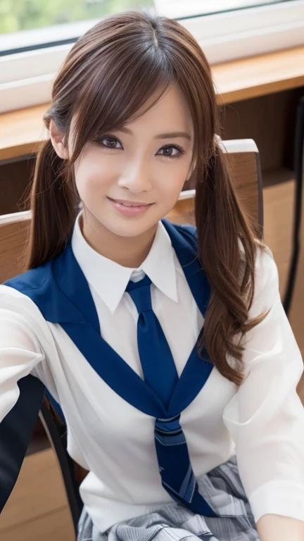 (Photoreal:1.4, 8k),((high Ponytail))、((A wet, see-through jacket))、See-through、(Nipple Covers)、(Soaking wet)、(Twin tails)、((Loose tie))、(chest元はだけてる)、(((Knee-high)))、(((From the knee up)))、(Transparent clothes)、((chest元が大きくはだけてる))、chest、chestの谷間、
highest quality, masterpiece, ultra high resolution, perfect dynamic composition, (cinematic lens effects), (beautiful face), (brown hair:1.3, bangs, long hair), Highly detailed skin and facial textures:1.3, tanned skin:1.0, perfect proportions, Medium chest, shiny legs, Detail of limbs, Cute and sexy 18 year old high school girl, (completely enchants you:0.9), (school uniform:1.3, white shirt, Blue tie, checked skirt), (gal makeup, eyeliner, lip gloss, Eyes that feel beautiful eros:0.85), sexy face:0.8, (beautiful eyes, thick lips, A taste of beautiful eroticism:0.85), (Too cute beauty:0.9), (classroom, machine, Chair, big window), (look at camera), (extreme close up:1.3), smile、Low angle、(From a low position)、
Bird's eye view、(From a high altitude)、
Selfie shot、(Selfie composition)、
POV shot、(First-person view)、
Ultra wide angle(Ultra Wide Angle)
Fisheye(Fisheye Lens)、Hair Bun、Wavy Hair、