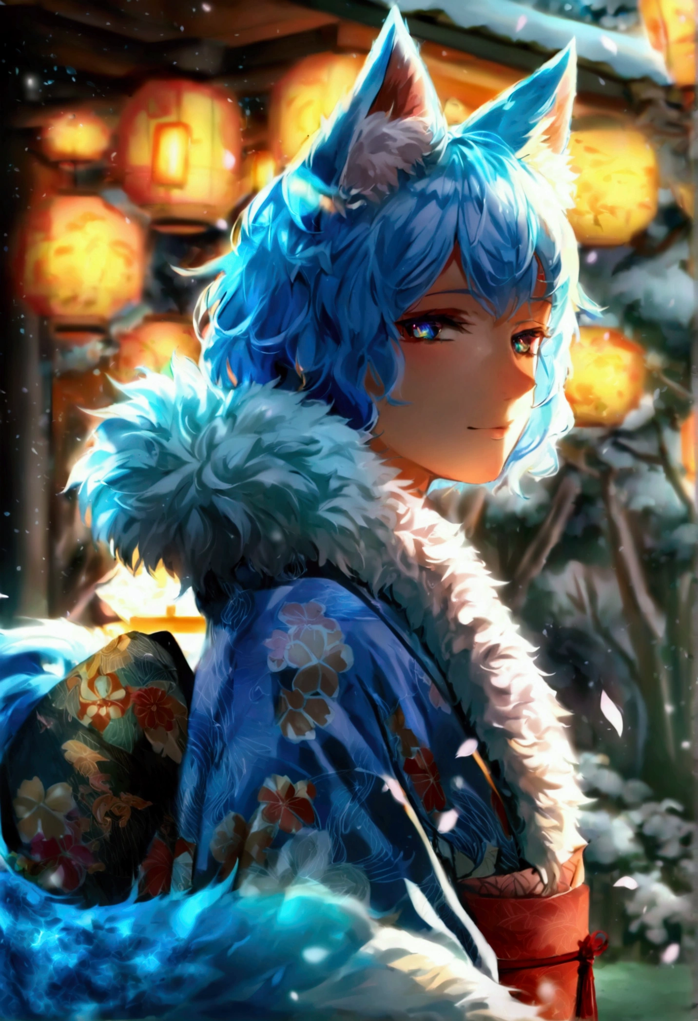 fox Light blue hair beast girl indigo fur fox beast girl fox Light blue hair beast girl indigo fur fox beast girl Wallpaper 4k,8k,highly detailled,,vivid colors,detailed kitsune with 9 tails,traditional Japanese artwork,tatami floor,beautiful cherry blossoms,floating lanterns,dark silhouette of a pagoda,subtle moonlight,dense forest,ethereal atmosphere,dappled sunlight,whimsical spirit,serene expression,elaborate kimono and obi,delicate hand-painted details,luminous eyes Anime Style fox blue White-faced golden-haired nine-tailed fox Coat blue boy fox Light blue hair beast girl indigo fur fox beast girl Anime Style fox blue White-faced golden-haired nine-tailed fox Coat blue boy boy mysterious background Blue Flame girl have a ball of light fox Light blue hair beast girl indigo fur fox beast girl mysterious background Blue Flame girl have a ball of light Anime Style fox blue White-faced golden-haired nine-tailed fox Coat blue boy boy mysterious background Blue Flame girl have a ball of light