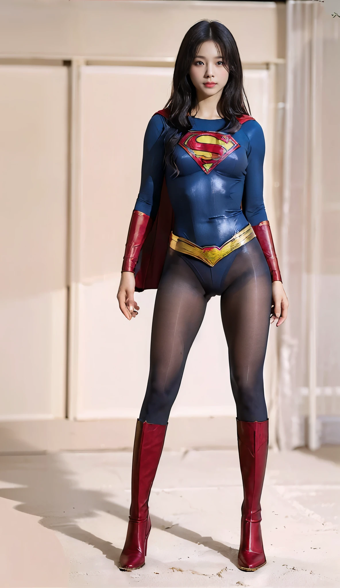 No background、(((Beautiful short haircut)))、(((Beautiful legs in black tights.)))、(((Legally express the beauty of your smile)))、((((Make the most of your original images)))、(((体にぴったりフィットするSupergirl Costume)))、(((Supergirl Costume)))、(((short and beautiful hair)))、(((suffering)))、(((Please wear black tights....、Wear red boots)))、((Best image quality、8k))、((Highest quality、8k、masterpiece:1.3))、(((Preserve background )))、Sharp focus:1.2、Beautiful woman with perfect figure:1.4、Slim Abs:1.2、Wet body:1.5、Highly detailed face and skin texture、8k
