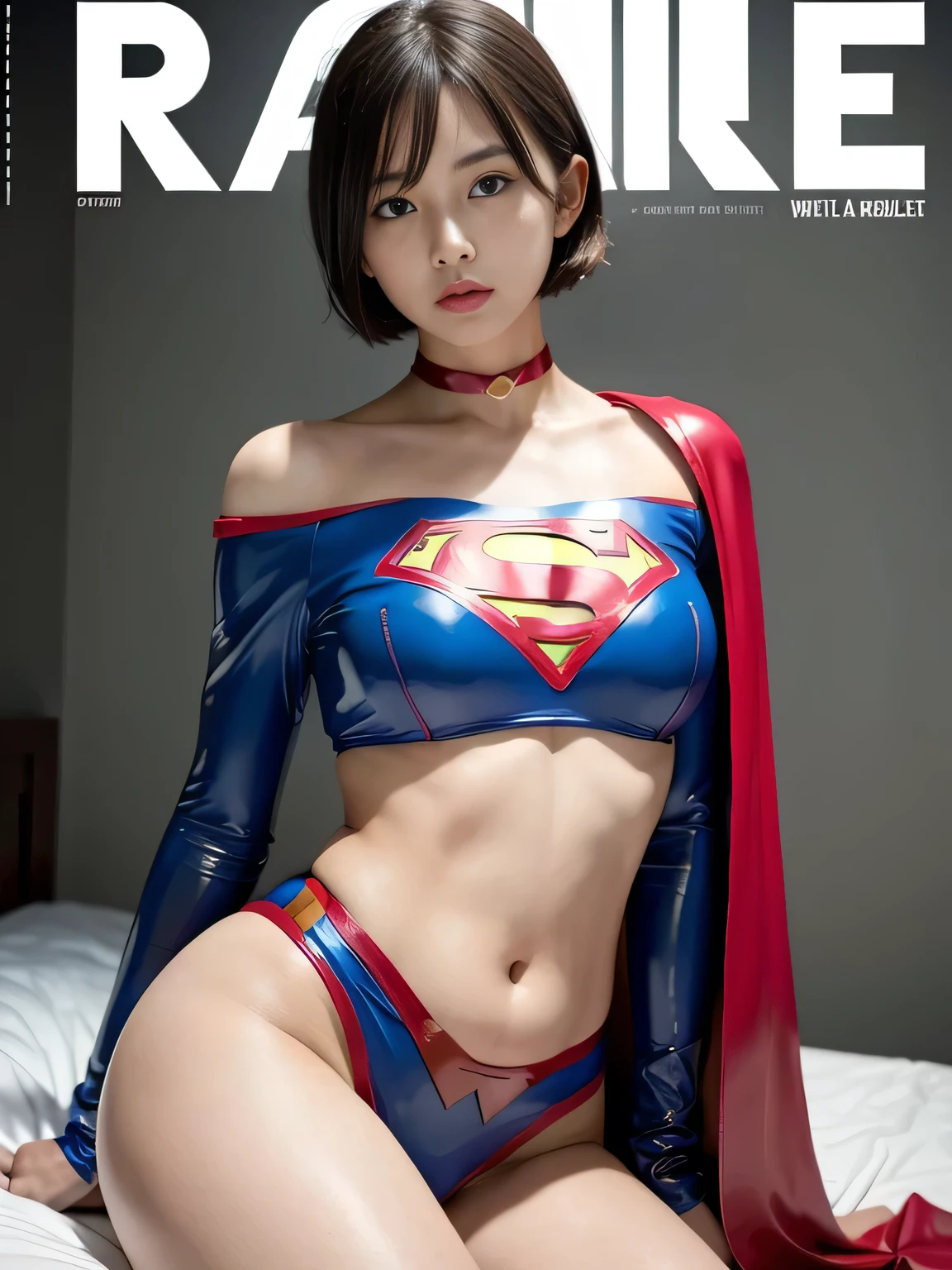 top-quality、masterpiece,Short-haired Supergirl sleeping in the operating room、Plump breasts、Looking at the camera、a choker、bare-legged、MagazineCover、highleg、a miniskirt、Tight costumes、Puzzled、Large open legs、Obscene、Show a glimpse、Fluttering cloak、shame