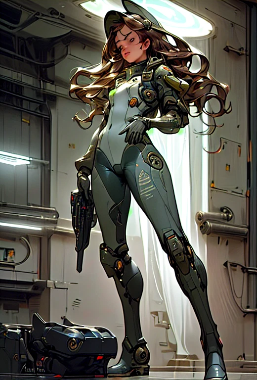 a portrait of photorealistic a {marine XO steady stance} steady legs{steady leg:0.7} standing in provocative stunning pose, a moment with a heavenly transition luminescent movement submarine_inside background, Navy_SEAL outfit, steady stance, long brunette hair, futuristic army helmet, wavy hair, mech boot, mech gloves, side view, view from below, UHD, intricate detailed, 8k, best quality ever, masterpiece, super detailed, unleashed creativity, beyond imagination, dramatic ligh