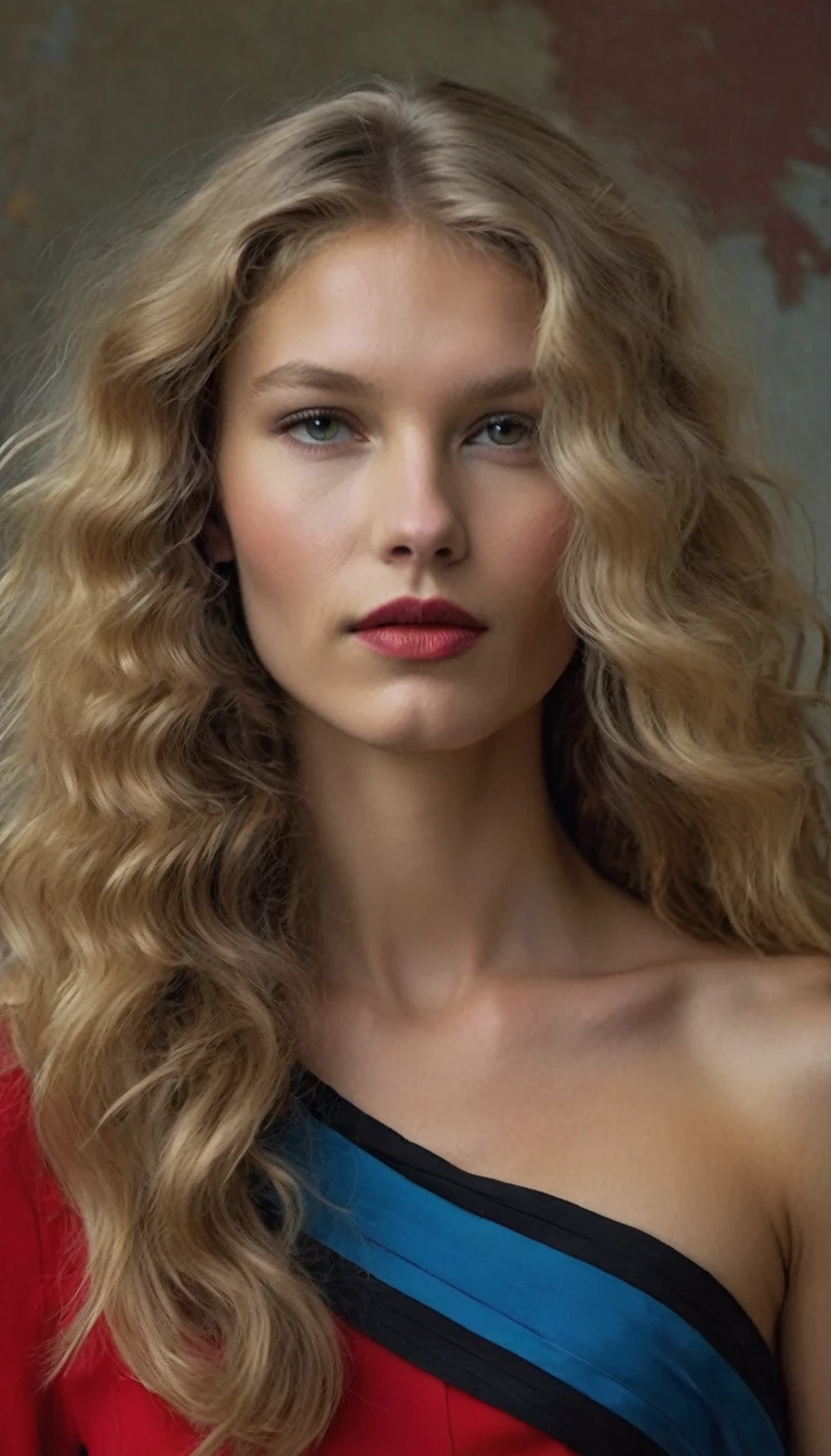 Intricately composed,, award-winning modern professional photography piece .A supermodel, a slender USSR-pioneer, her perfect naked body is highlighted by a pioneer red tie tied around her neck. curly blonde hair, A meticulously a vibrant high-quality photography, showcases impeccable detail, crisp colors, and impressive clarity, making girl standout in the world of photography. (supermodel Very beautiful facial body's:1.32), full body shot, long legs