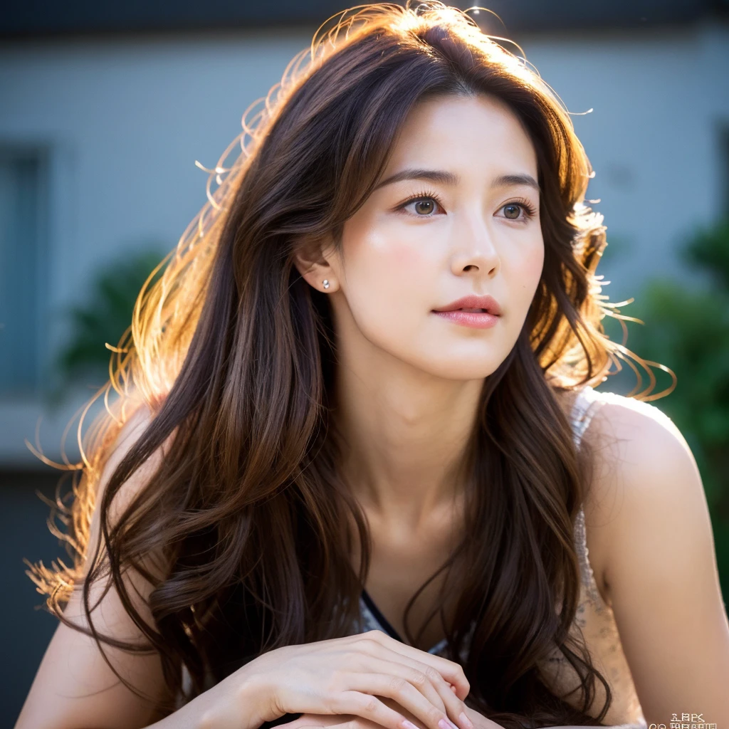 Beautiful mature woman with beautiful wavy long hair, so much close to me, Ultra-high resolution,(Realistic:1.4), ((Highest quality)), ((masterpiece)), (be familiar with),
