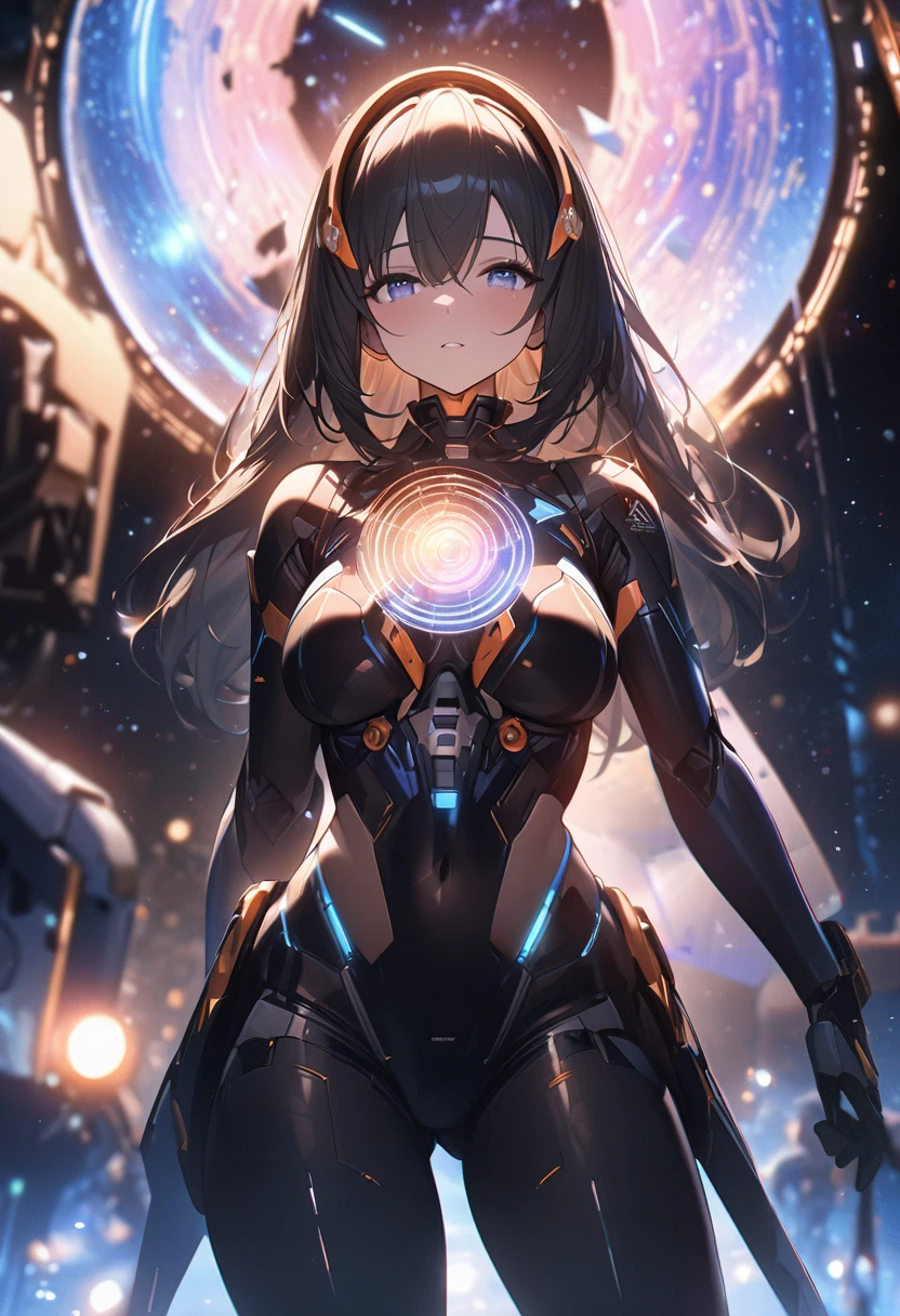 (((masterpiece))), (Highest quality), (Ultra-high resolution), (Highest quality), (Super detailed), Space War、milky way、Mecha Girl、Mecha Maiden、Golden Ratio、in focus with blurred background、bokeh photography, (soft focus):1.2, out-of-focus highlights, dreamy ambiance, glowing circles, mesmerizing depth