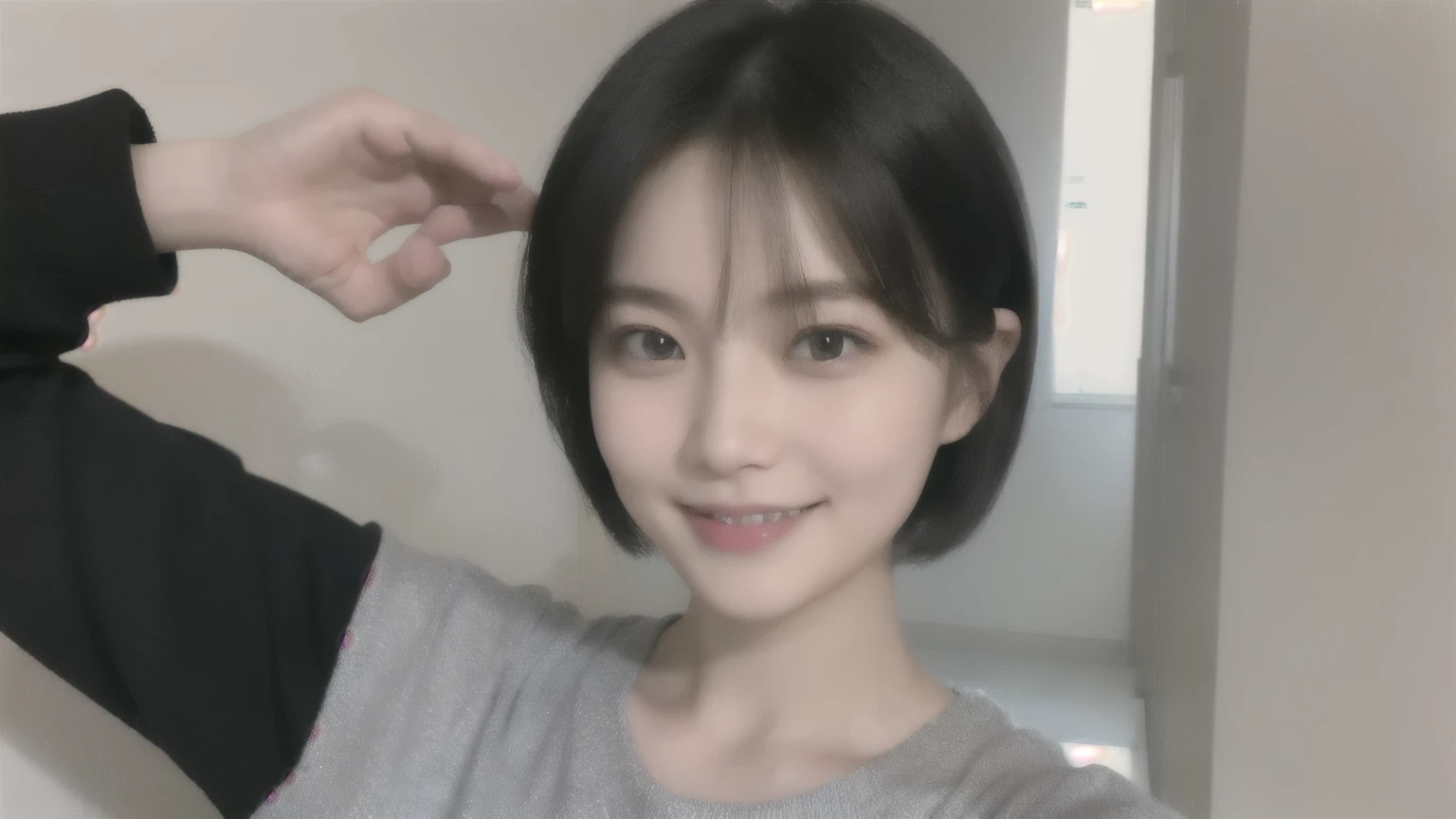259 20-year-old female, (short hair),(Genuine), smile